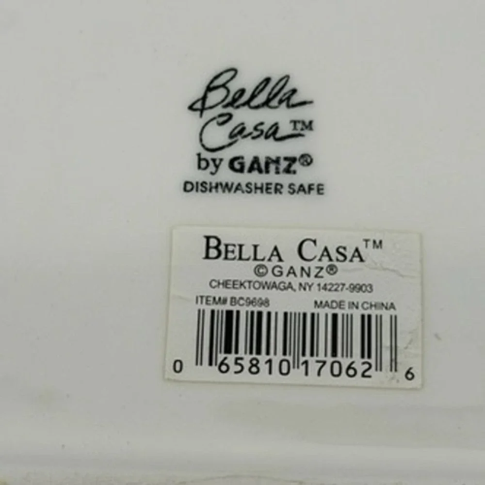 Bella‎ Casa by Ganz Ceramic Square Dish Purple Striped Candy Trinket Dish